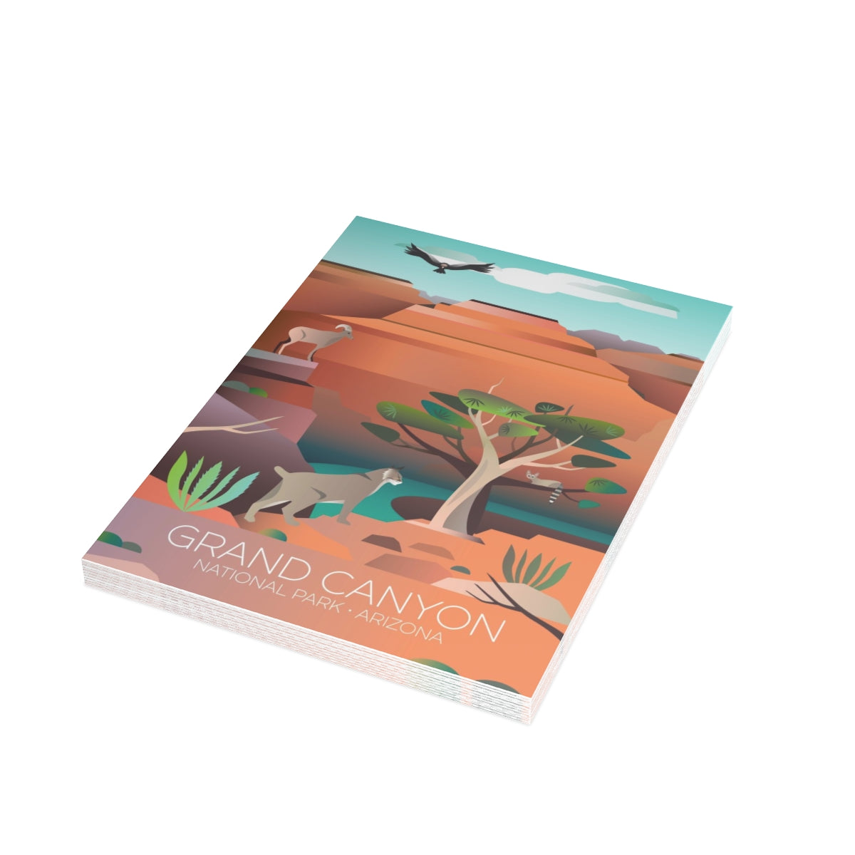 Cartes de notes mates pliées du parc national du Grand Canyon + enveloppes (10 pièces)