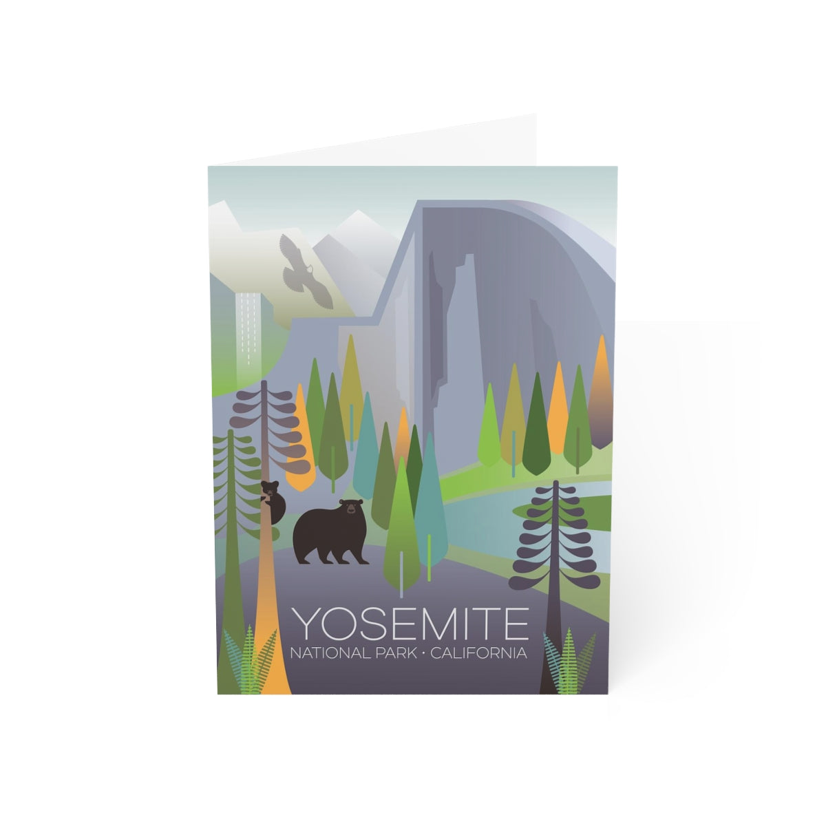 Cartes de notes mates pliées du parc national de Yosemite + enveloppes (10 pièces) 