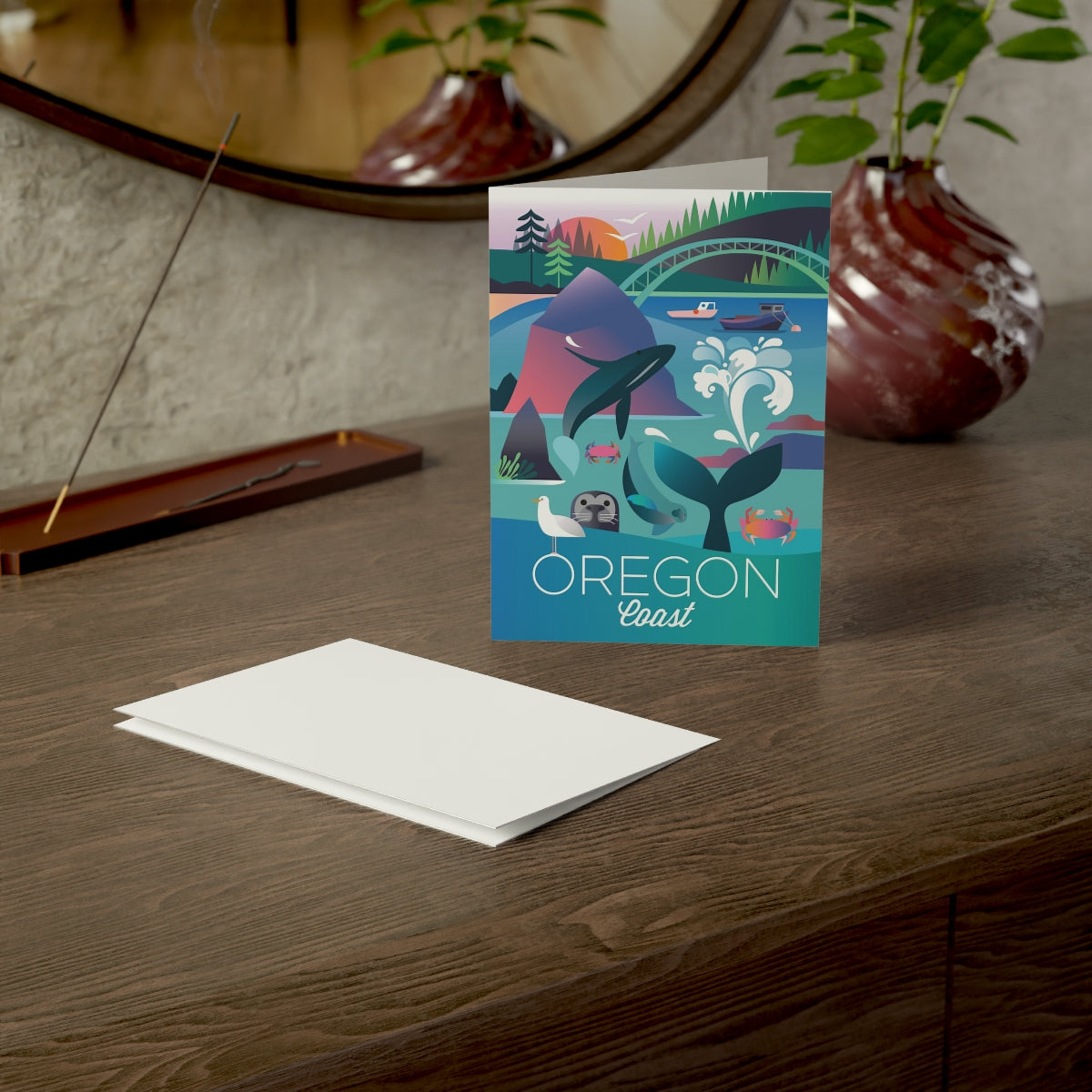 Gefaltete matte Notizkarten + Umschläge „Oregon Coast“ (10 Stück)