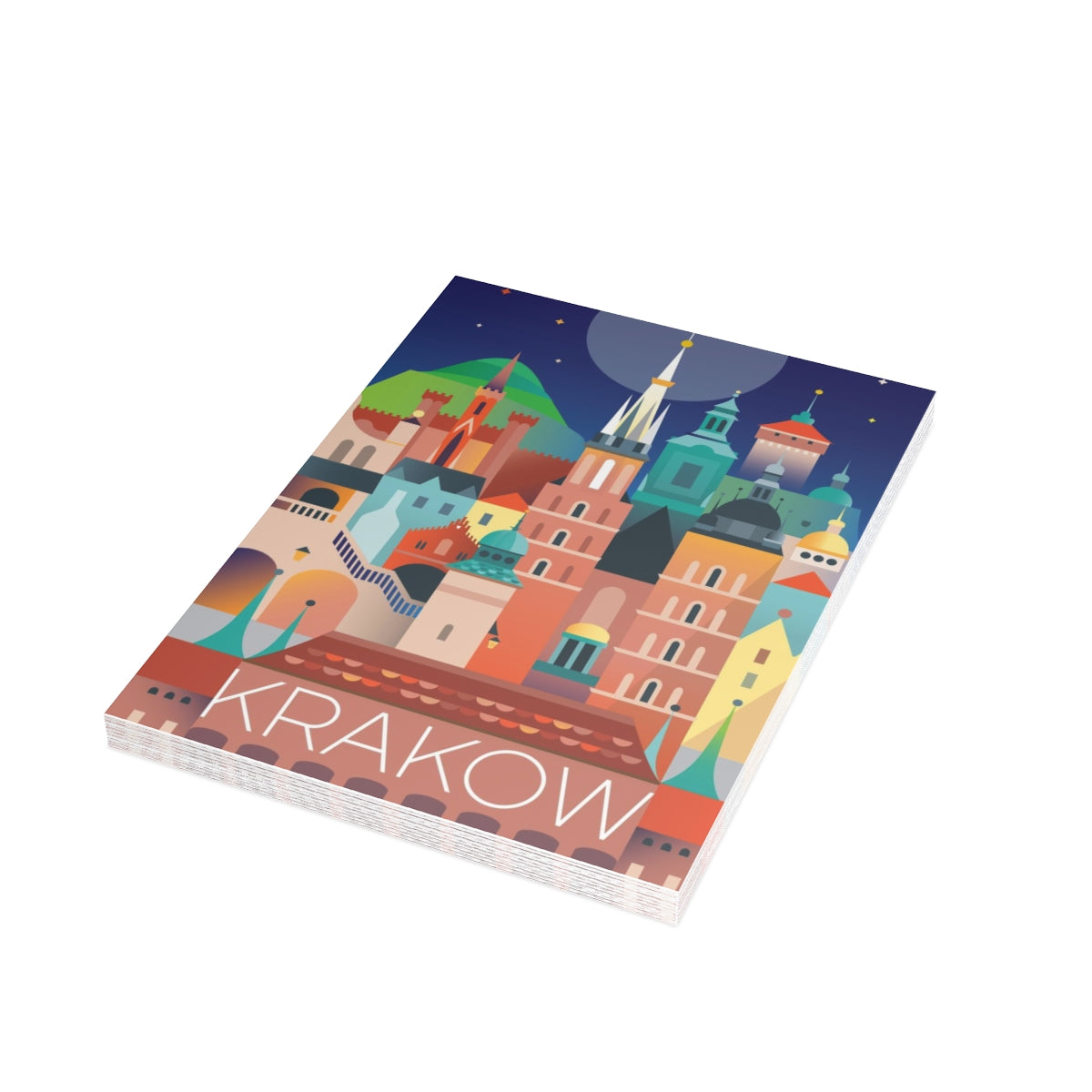 Cracovie Cartes mates pliées + Enveloppes (10pcs)