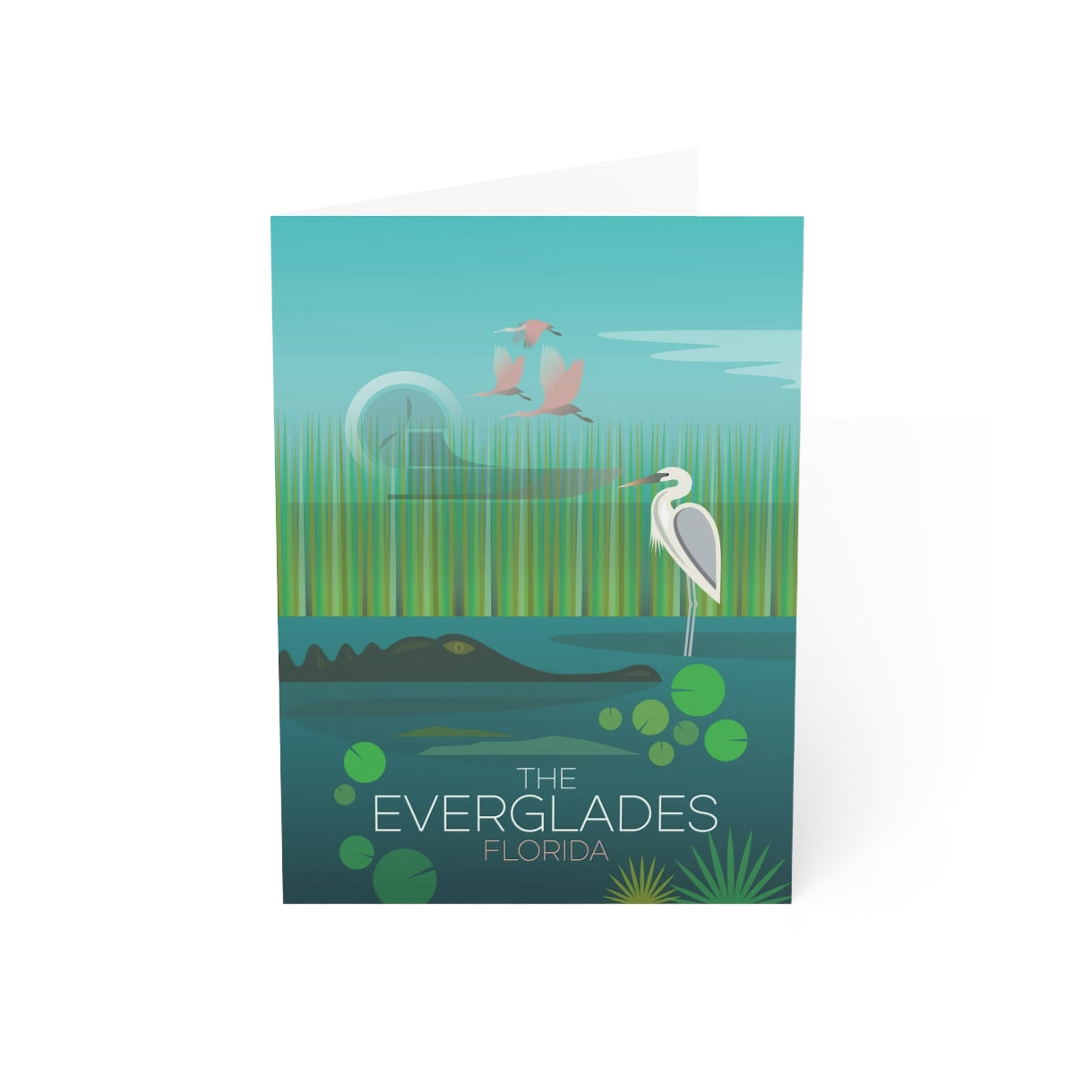 Cartes de notes mates pliées du parc national des Everglades + enveloppes (10 pièces)