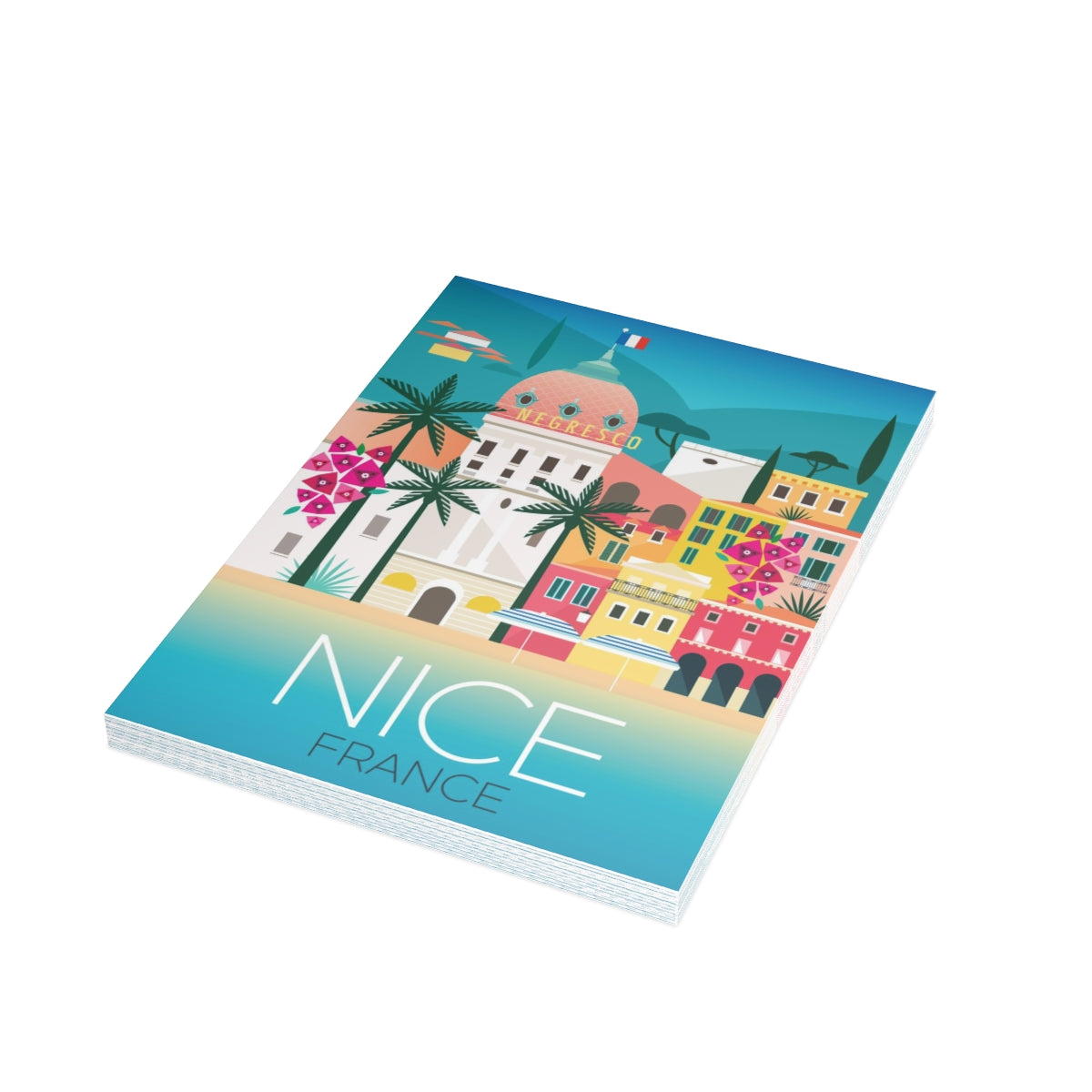 Nizza, Frankreich, gefaltete matte Notizkarten + Umschläge (10 Stück)