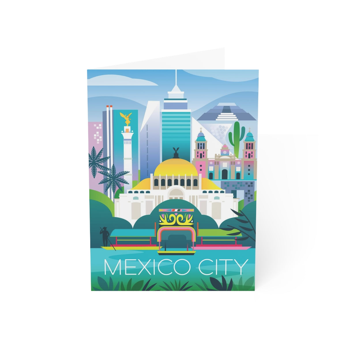 Cartes de correspondance mates pliées Mexico + enveloppes (10 pièces) 