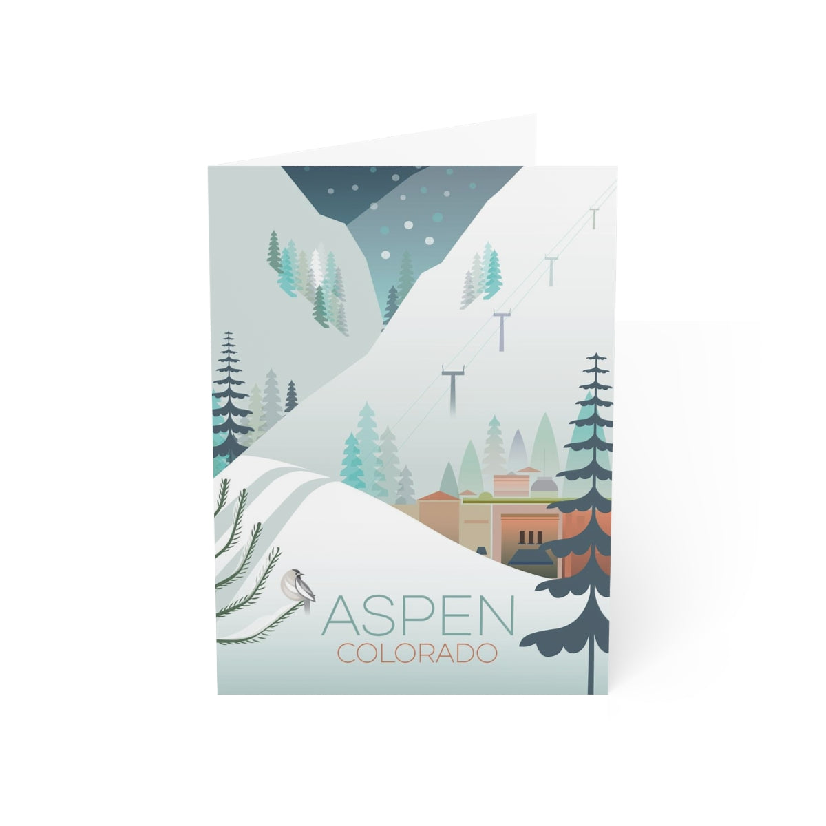 Cartes de notes mates pliées Aspen + enveloppes (10 pièces)
