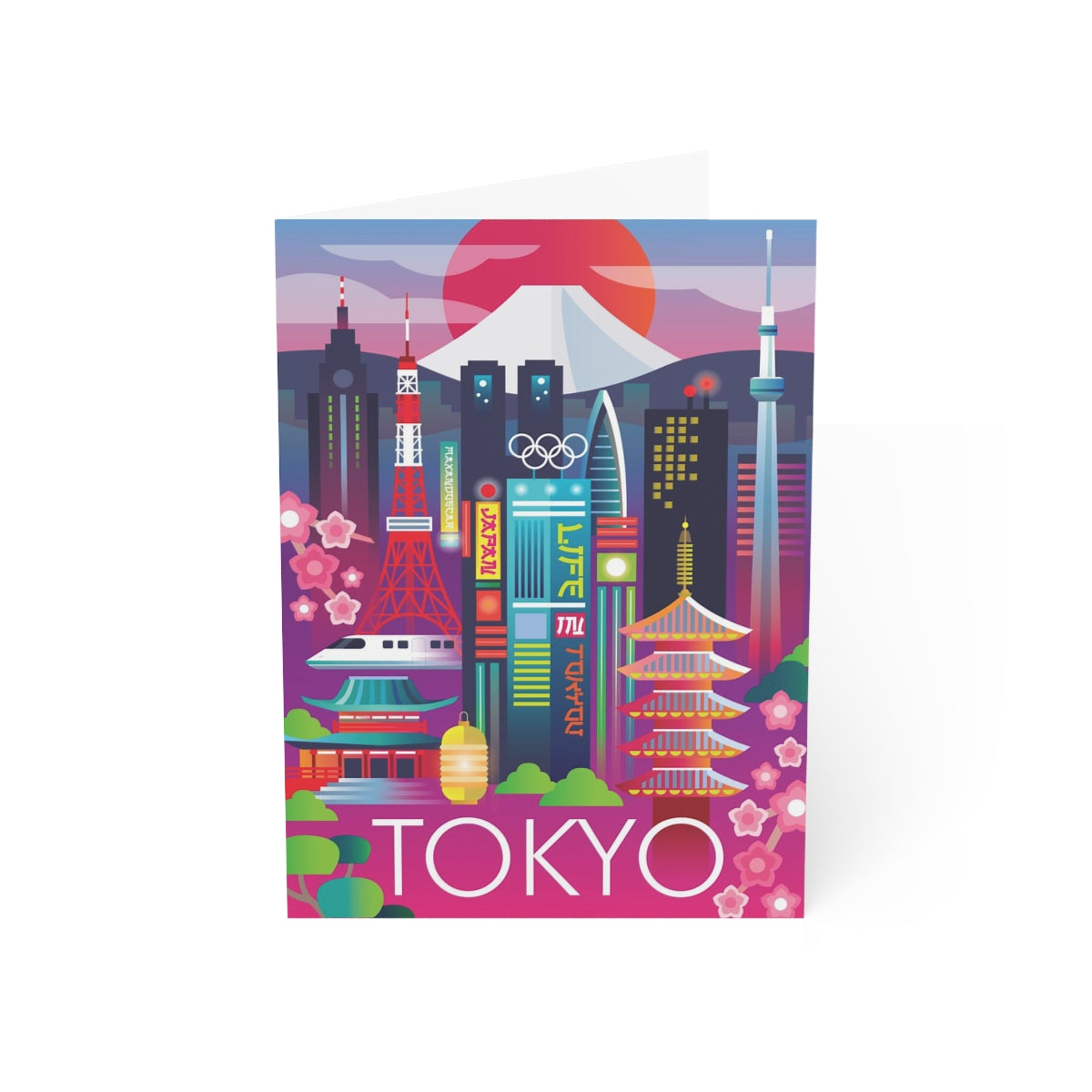 Cartes de notes mates pliées Tokyo + enveloppes (10 pièces) 