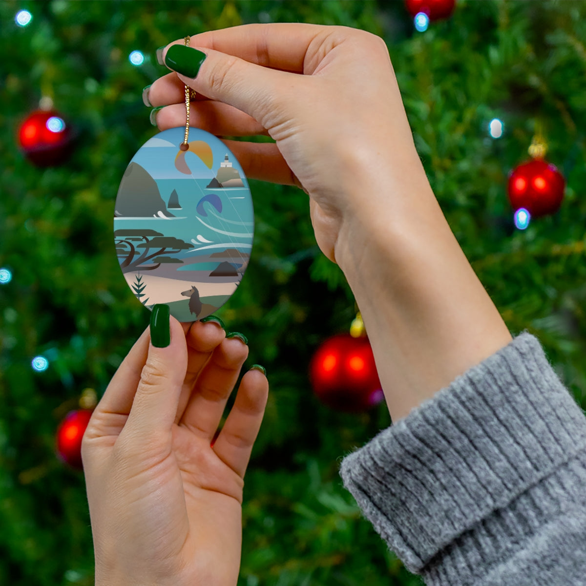 Cannon Beach Ceramic Ornament