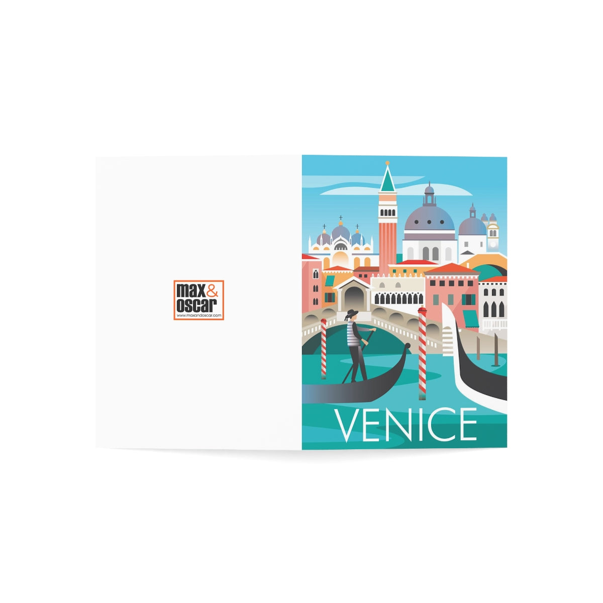 Cartes de notes mates pliées Venise + enveloppes (10 pièces) 