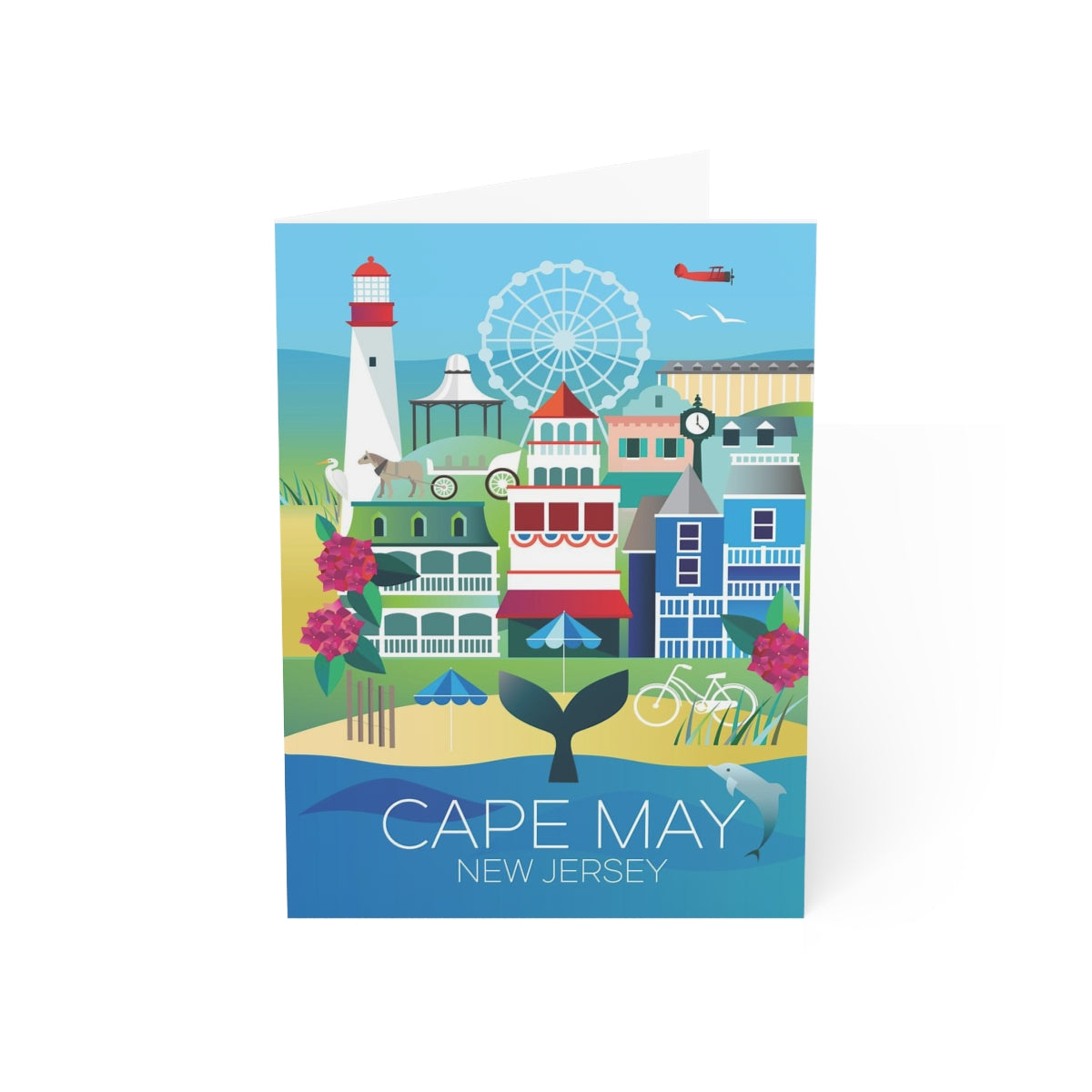 Cartes de notes mates pliées Cape May + enveloppes (10 pièces)
