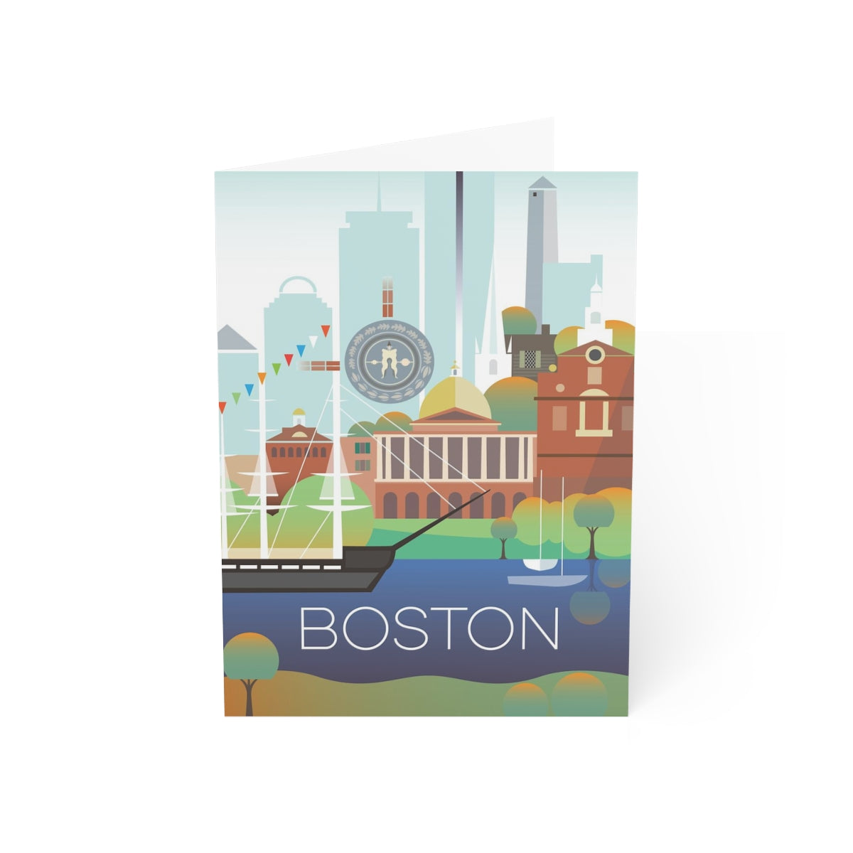 Cartes mates pliées Boston + enveloppes (10 pièces) 