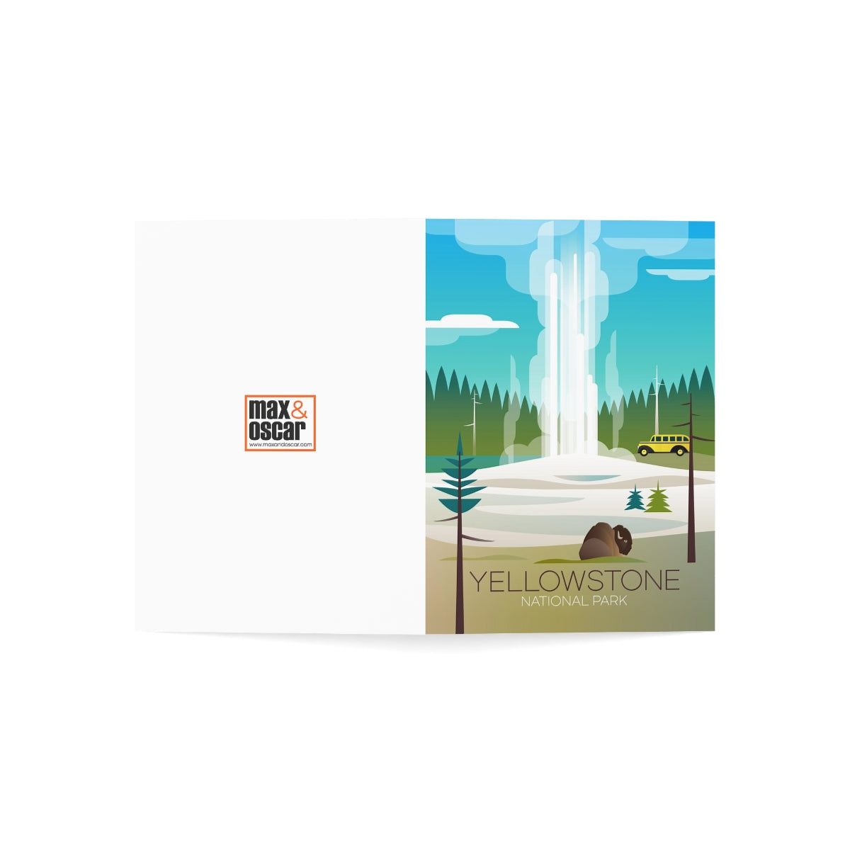 Parc national de Yellowstone, cartes de notes mates pliées Old Faithful + enveloppes (10 pièces) 
