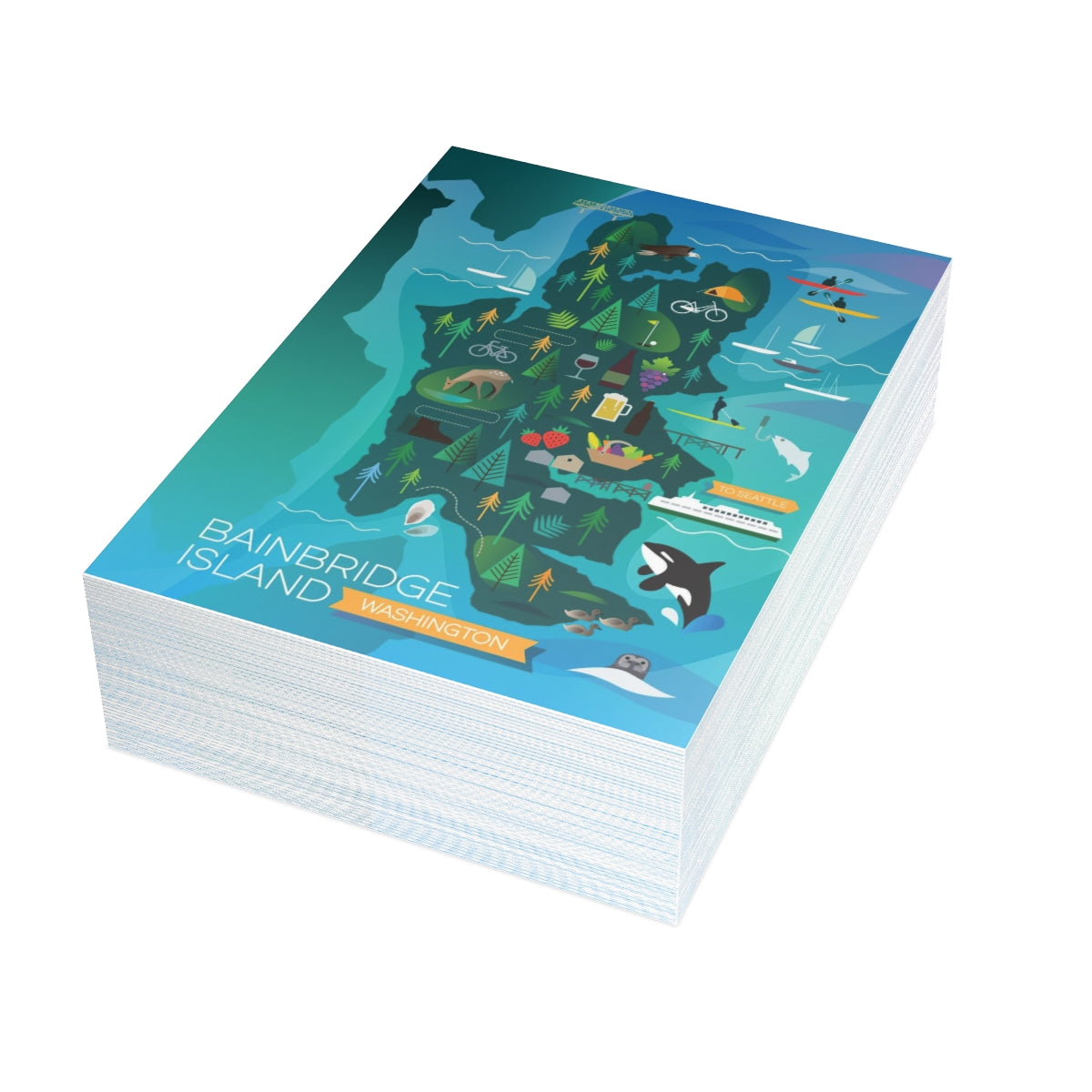 Bainbridge Island gefaltete matte Notizkarten + Umschläge (10 Stück) 