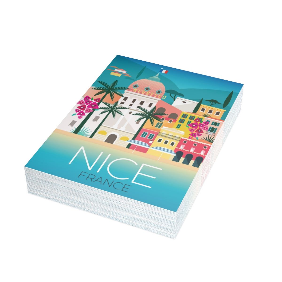 Nizza, Frankreich, gefaltete matte Notizkarten + Umschläge (10 Stück)