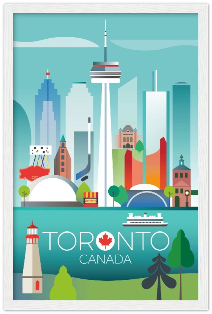 Toronto Premium-Poster aus mattem Papier mit Holzrahmen