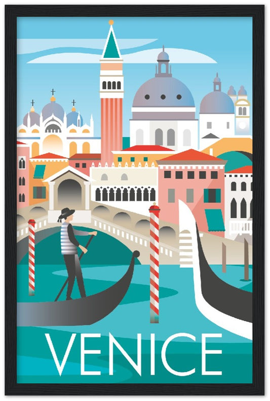 Venedig Premium-Poster aus mattem Papier mit Holzrahmen