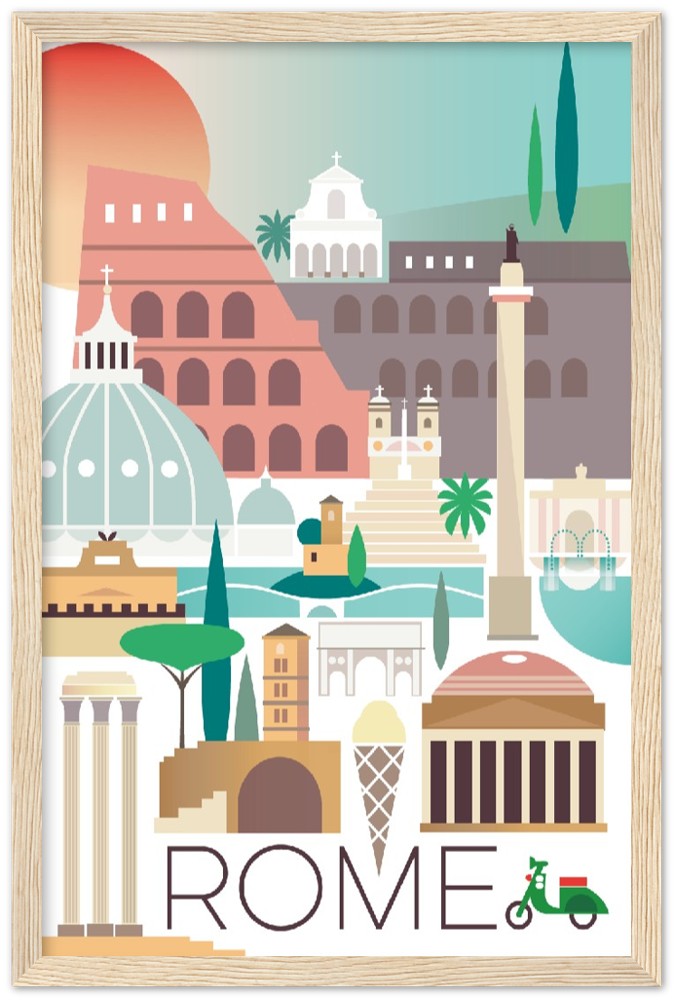 Rom Premium-Poster aus mattem Papier mit Holzrahmen
