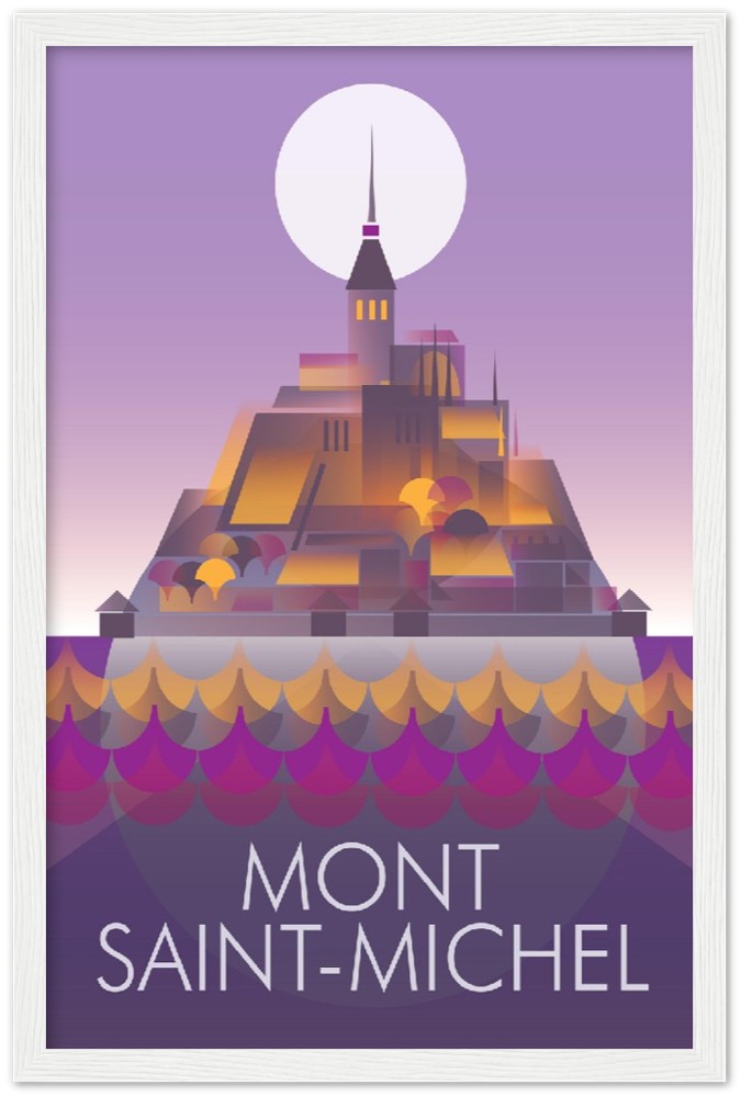 Mont Saint-Michel Premium-Poster aus mattem Papier mit Holzrahmen