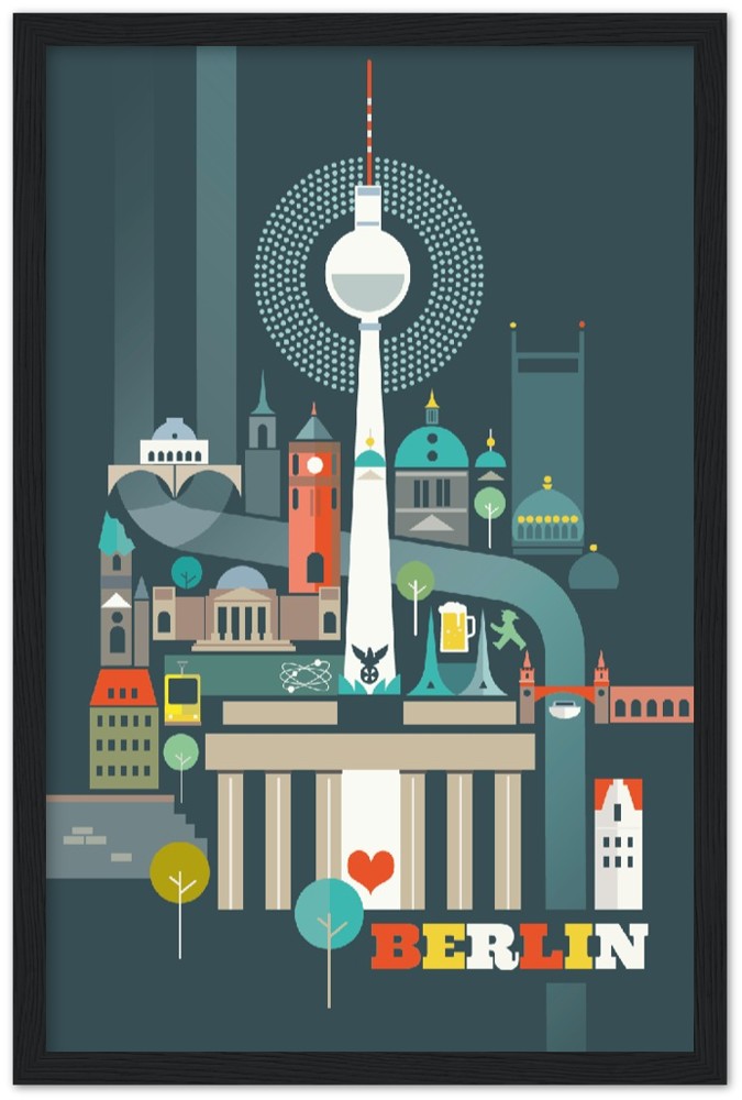 Berlin Premium Matte Paper Wooden Framed Poster