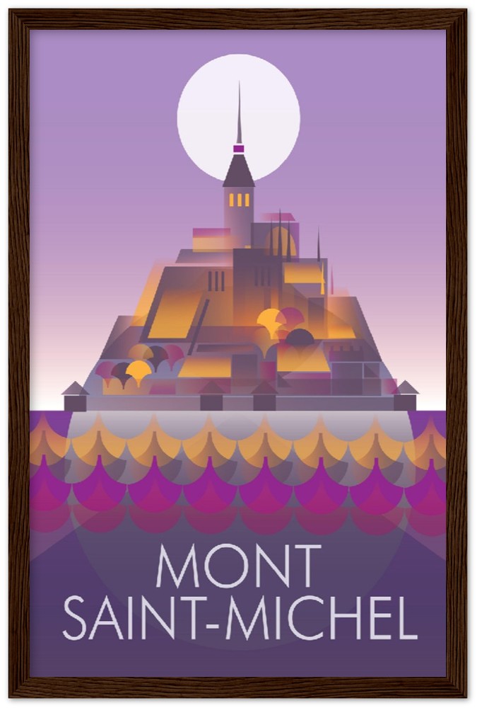 Mont Saint-Michel Premium-Poster aus mattem Papier mit Holzrahmen