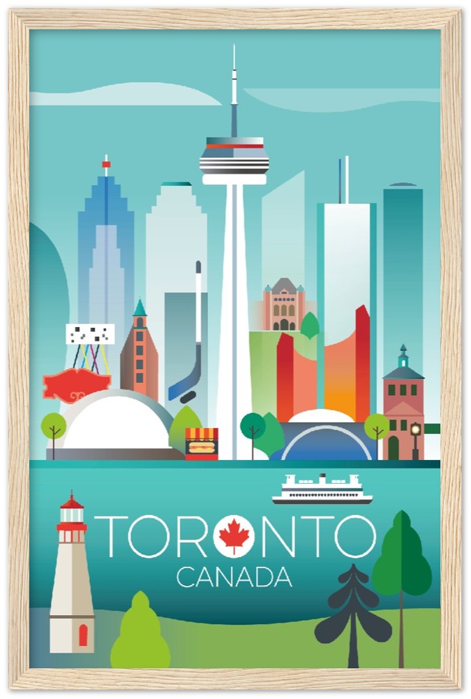 Affiche encadrée en bois en papier mat premium de Toronto