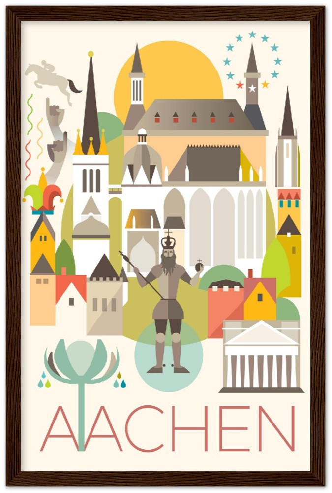 Aachen Premium-Poster aus mattem Papier mit Holzrahmen