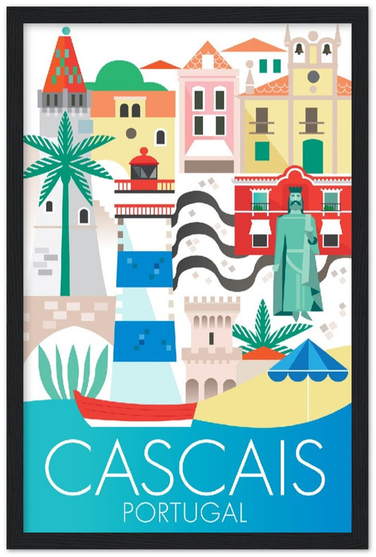 Cascais Premium-Poster aus mattem Papier mit Holzrahmen