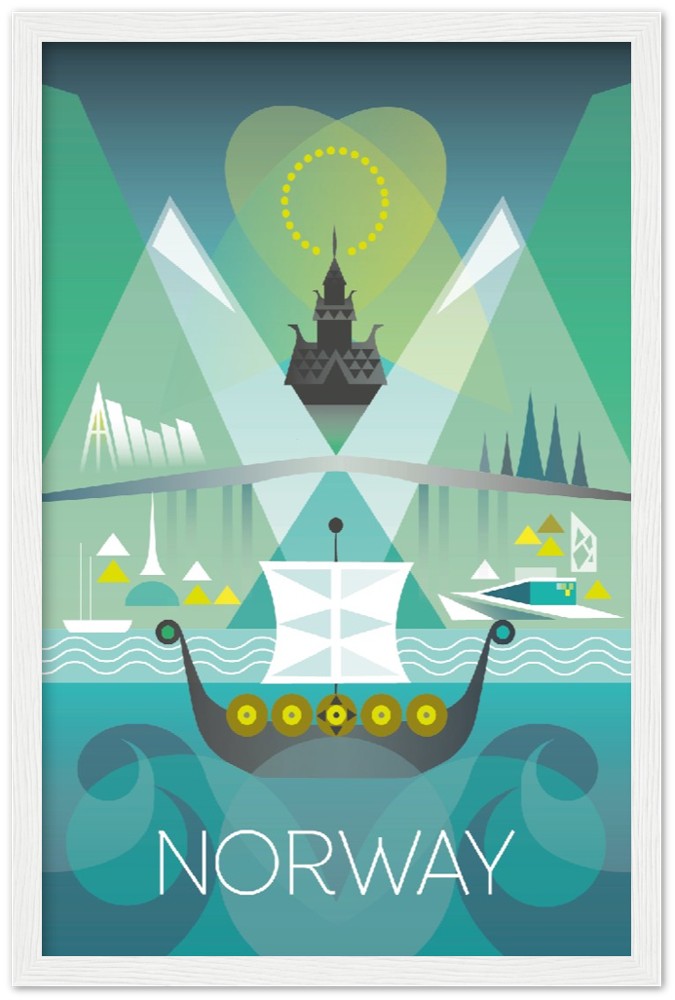Norwegen Premium-Poster aus mattem Papier mit Holzrahmen