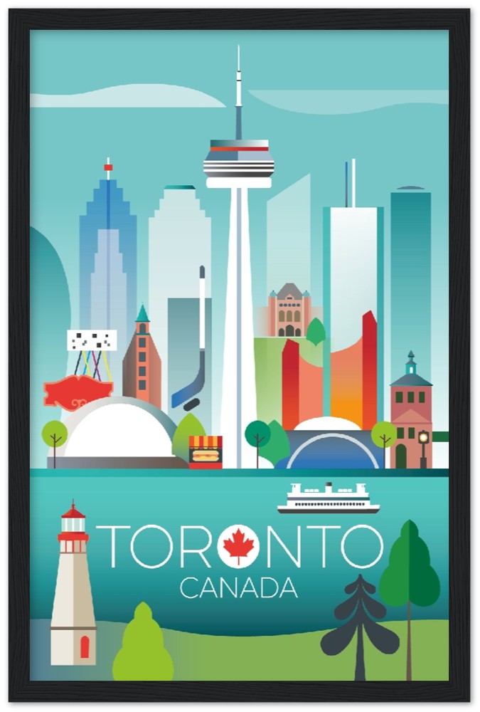 Toronto Premium-Poster aus mattem Papier mit Holzrahmen