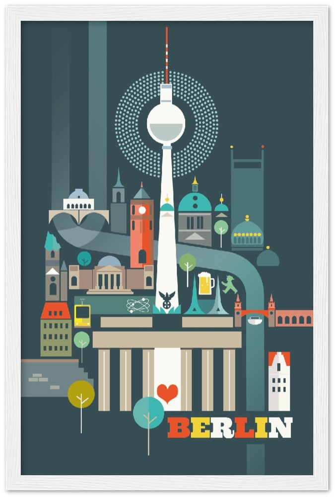 Berlin Premium Matte Paper Wooden Framed Poster