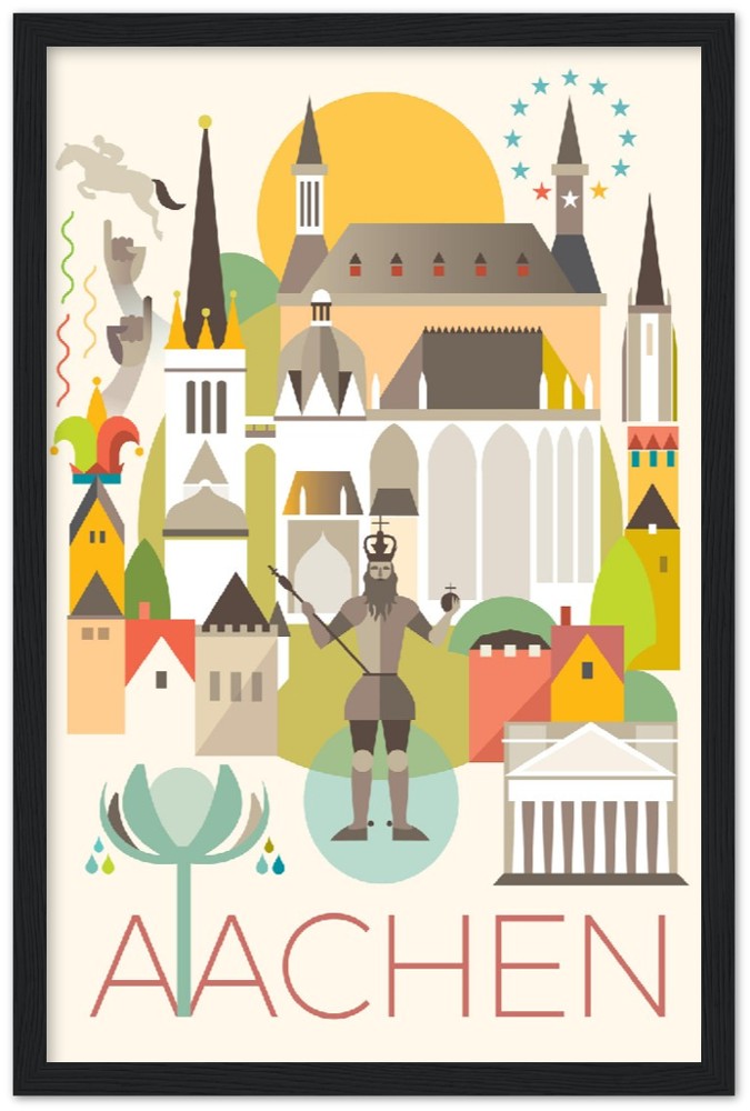 Aachen Premium-Poster aus mattem Papier mit Holzrahmen