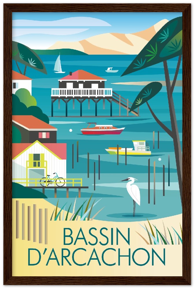 Bassin D'Archachon Premium-Poster aus mattem Papier mit Holzrahmen