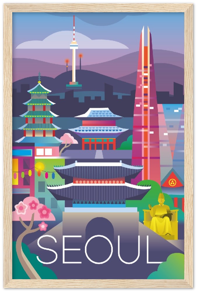 Seoul Premium Matte Paper Wooden Framed Poster