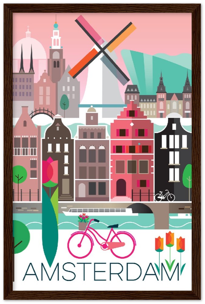 Amsterdam Premium Matte Paper Wooden Framed Poster