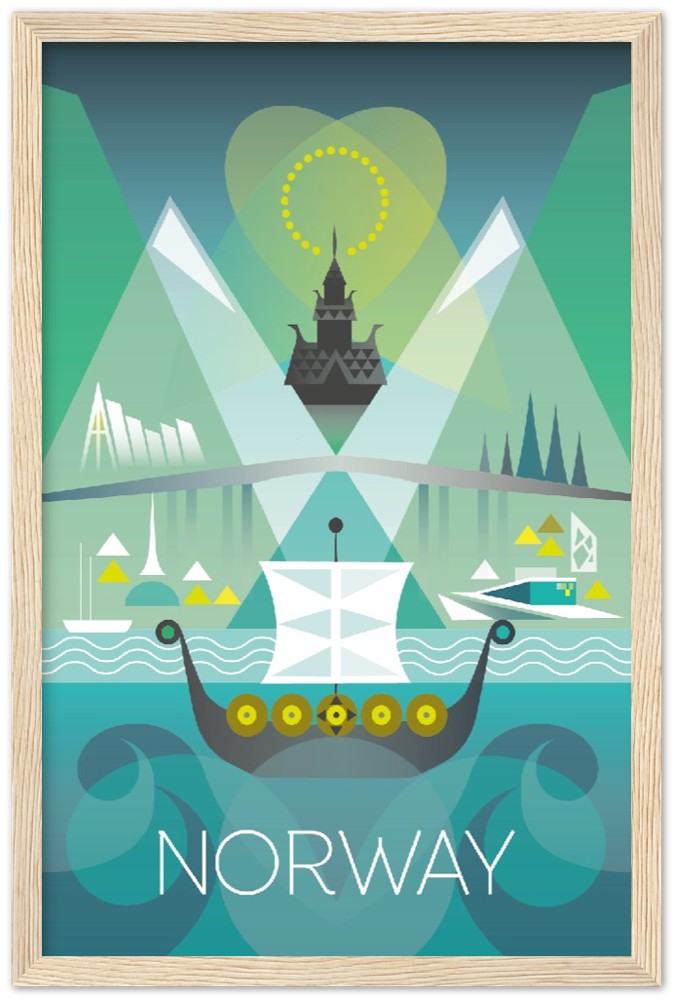 Norwegen Premium-Poster aus mattem Papier mit Holzrahmen