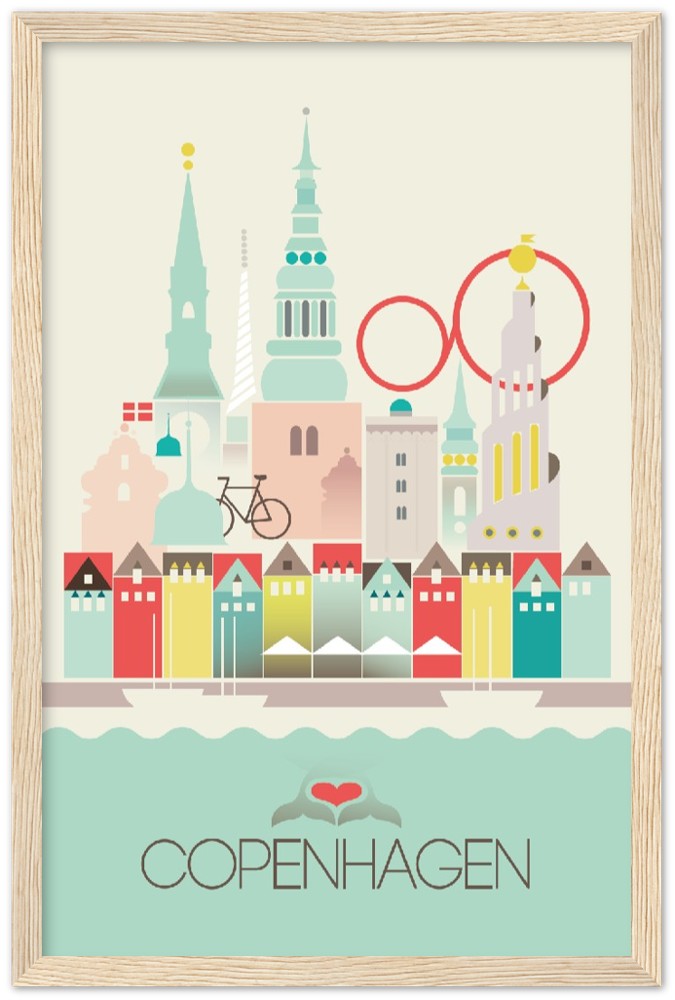 Kopenhagen Premium-Poster aus mattem Papier mit Holzrahmen