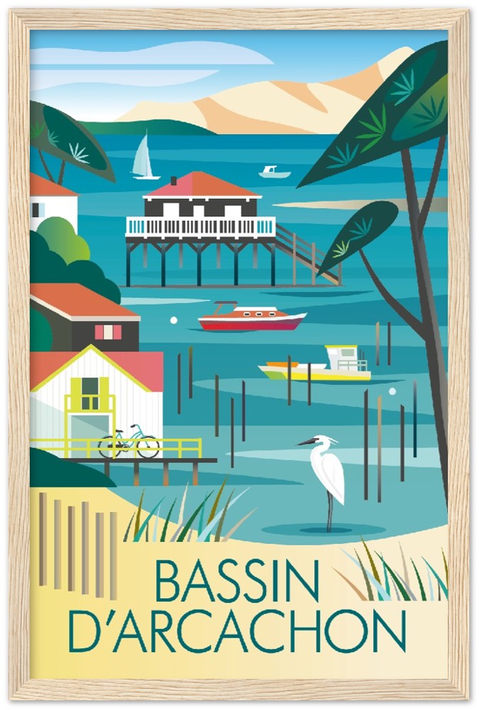 Bassin D'Archachon Premium-Poster aus mattem Papier mit Holzrahmen